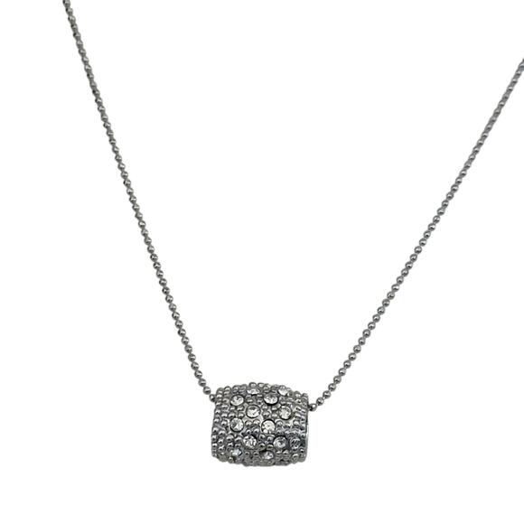 NWT! Faceted Crystal Sliding Pendant On A Silver Chain Lobster Claw Closure K105 - Picture 1 of 14